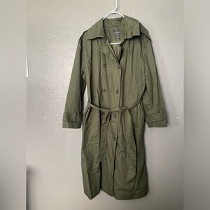 Banana Republic Green Trench‎ Coat Size Large Petite
